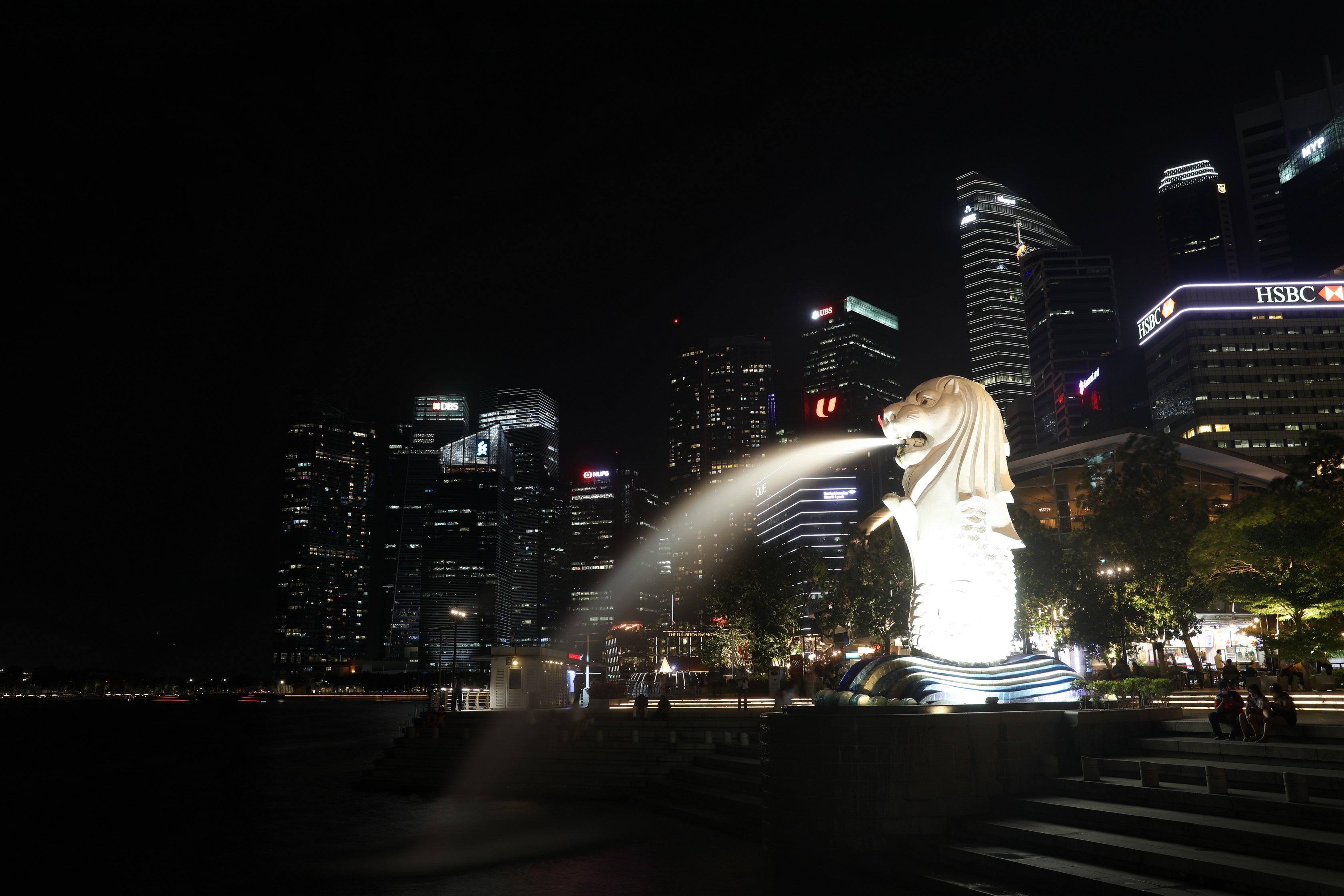 Merlion in der Nacht